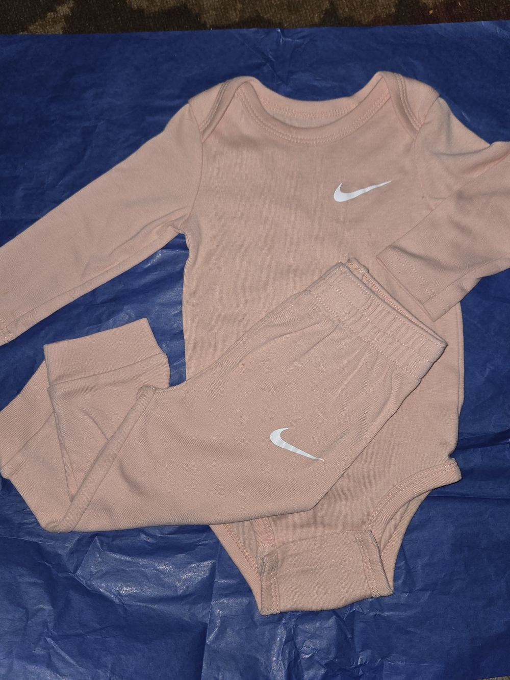 Nike Baby Girls Pink Long-Sleeve Bodysuit and Pants Set